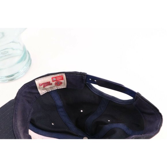 Vintage 90s Distressed University of Michigan Block M Snapback Hat Cap Navy Blue - Picture 8 of 9